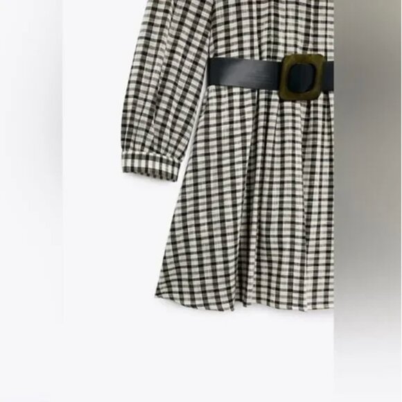 ZARA nwt CHECKED DRESS‎ WITH BELT - Picture 8 of 12